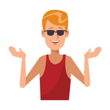 Genç adam upperbody çizgi film