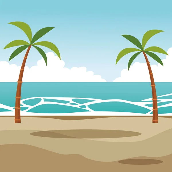 Beach palms táj rajzfilm — Stock Vector