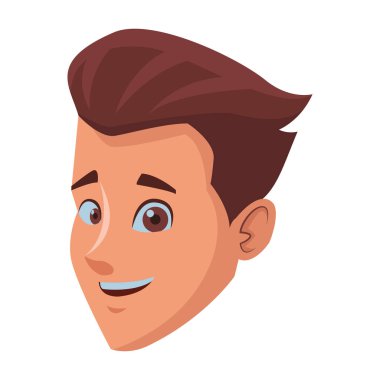 Genç adam yüz çizgi film