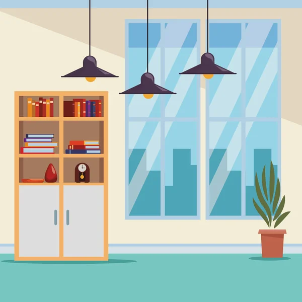 Muebles modernos sala de dibujos animados — Vector de stock