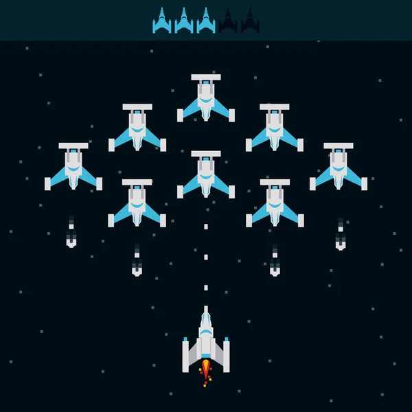 Videogame ruimteschip alien — Stockvector