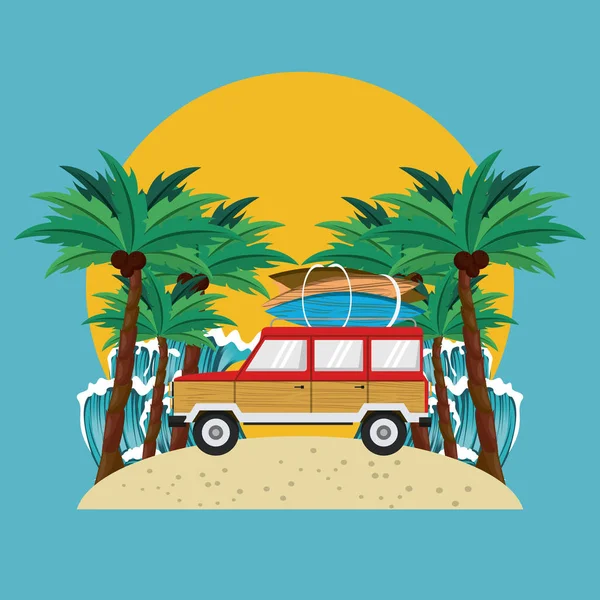Surf and beach — Stock Vector