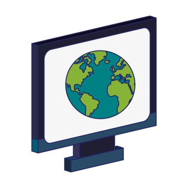 bilgisayar ekranında dünya ile