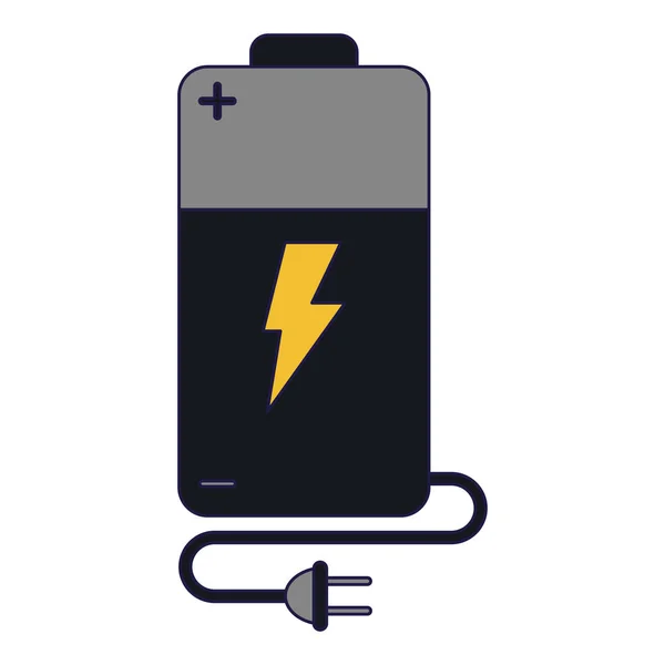 Batería eléctrica con enchufe y cable — Vector de stock