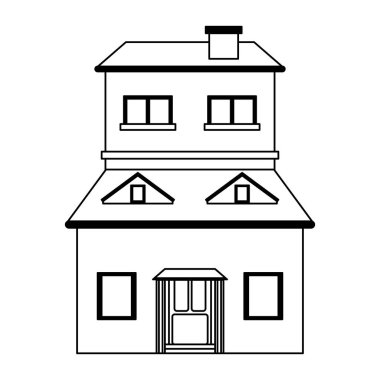 House gayrimenkul çizgi film siyah ve beyaz izole