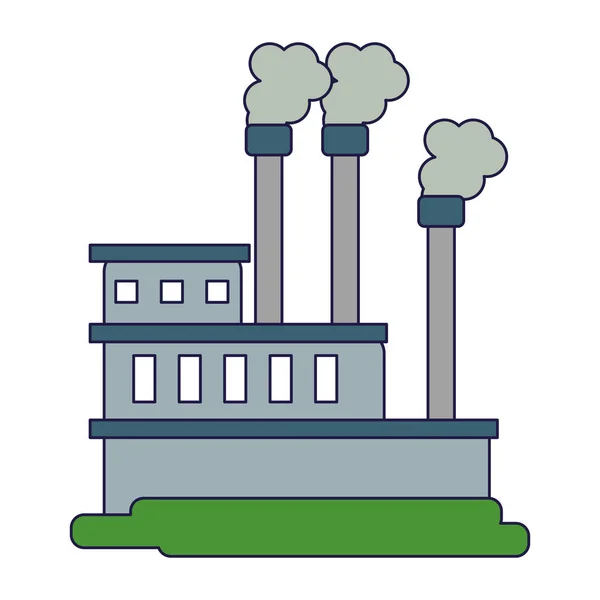 Planta industrial con contaminación — Vector de stock