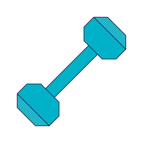 Dumbbell gym equipment blue lines — Stock Vector