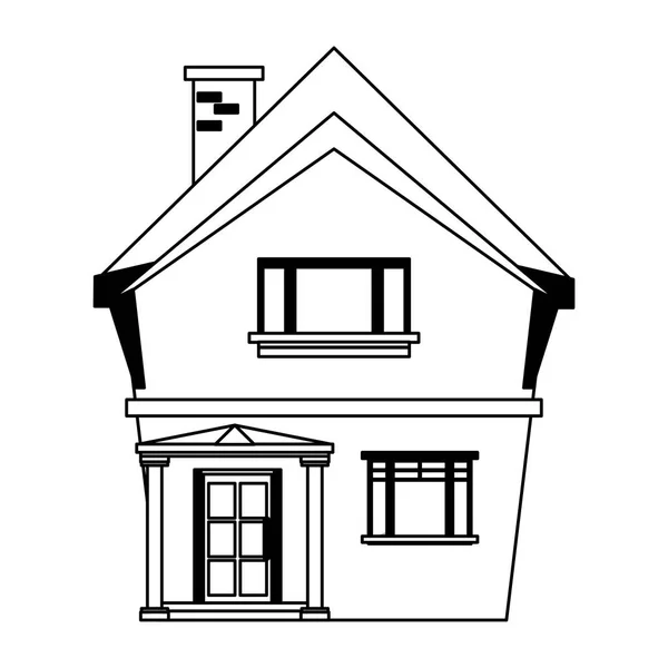 Casa de dibujos animados inmobiliaria aislado en blanco y negro — Vector de stock