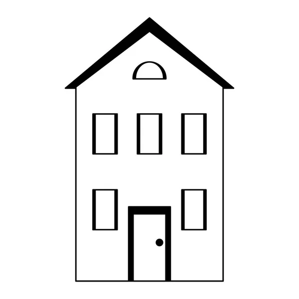 Мультфильм о недвижимости изолирован черно-белым — стоковый вектор