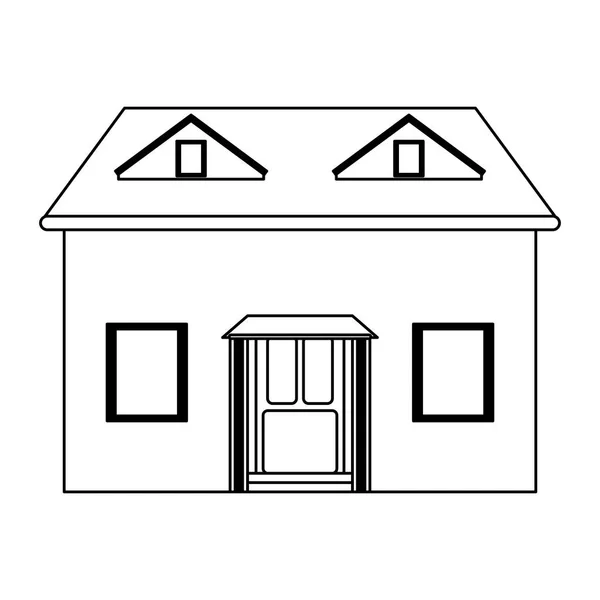 Casa de dibujos animados inmobiliaria aislado en blanco y negro — Vector de stock