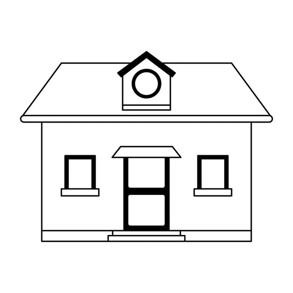 Casa imobiliária desenhos animados isolado preto e branco —  Vetores de Stock