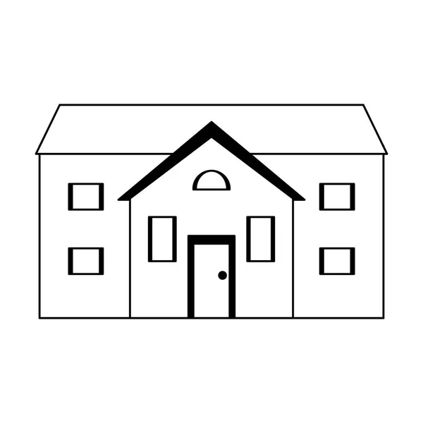 Haus Immobilien Karikatur isoliert schwarz und weiß — Stockvektor