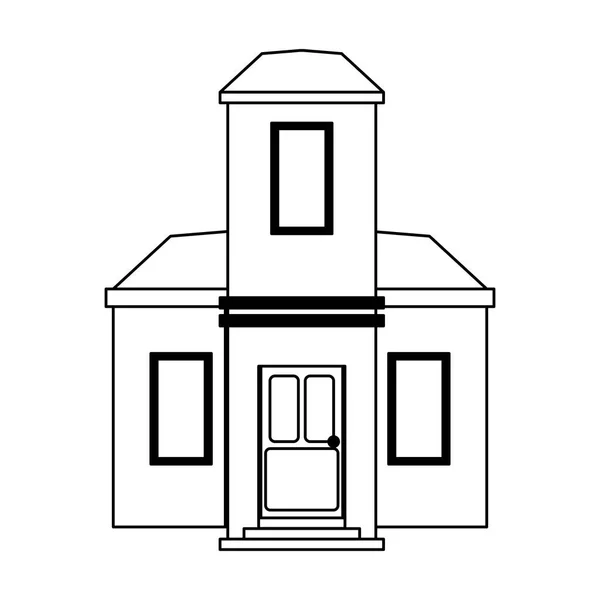 Мультфильм о недвижимости изолирован черно-белым — стоковый вектор