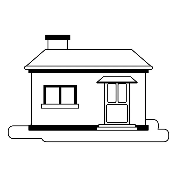 Casa de dibujos animados inmobiliaria aislado en blanco y negro — Vector de stock