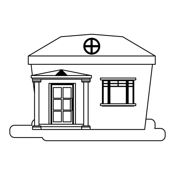 Huis vastgoed cartoon geïsoleerd zwart-wit — Stockvector