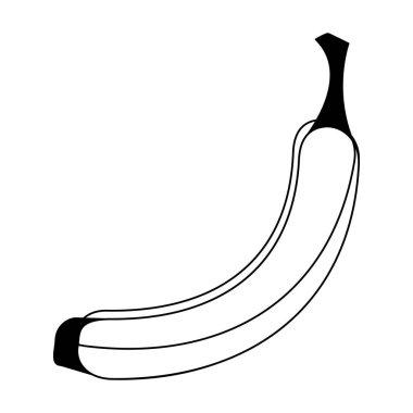 siyah ve beyaz Banana taze meyve karikatür