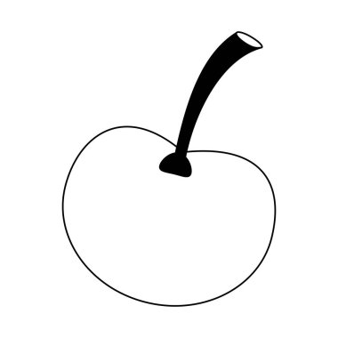 siyah ve beyaz kiraz taze meyve karikatür