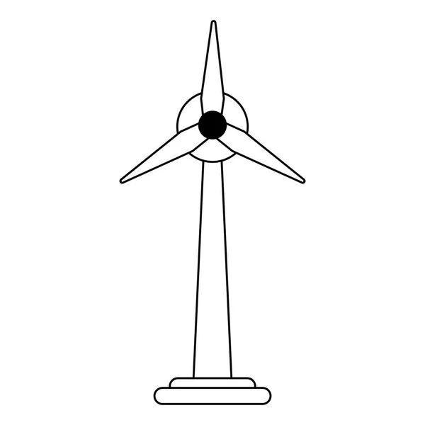 Szél-turbinák szimbólum izolált fekete-fehér — Stock Vector