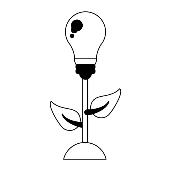 Eco bombilla luz verde energía blanco y negro — Vector de stock