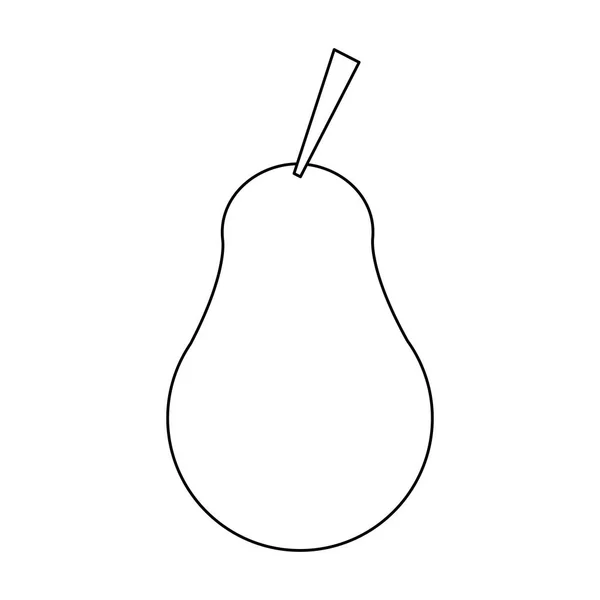 Pear färsk frukt tecknad svart och vitt — Stock vektor