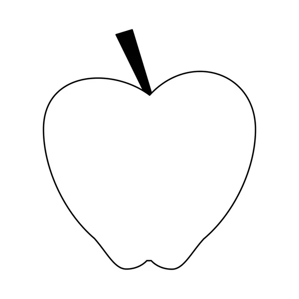 Pomme fruits frais dessin animé noir et blanc — Image vectorielle