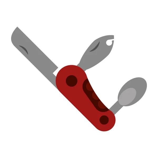 Multifunktionale Messer-Ausrüstung für den Campingplatz — Stockvektor