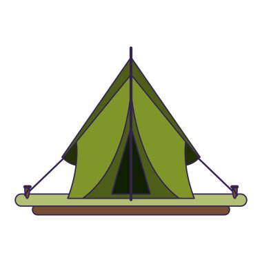 Kamp çadır sembolü izole mavi çizgiler