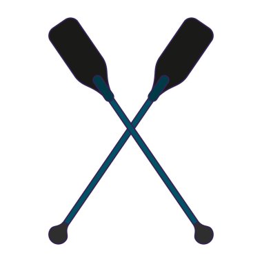 Tekne kürek simgesi mavi çizgiler geçti