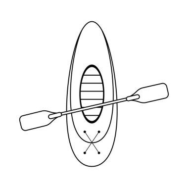 Kürekleri karikatür TOPVIEW siyah ve beyaz ile tekne