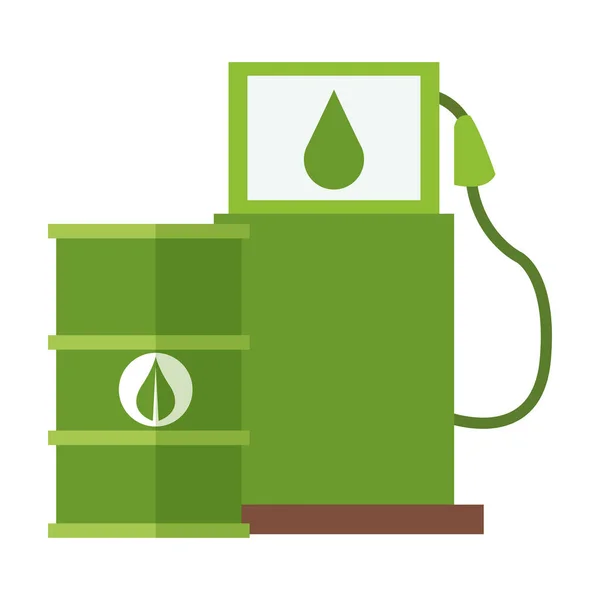 Eco barriles de combustible verde y dispensador — Vector de stock