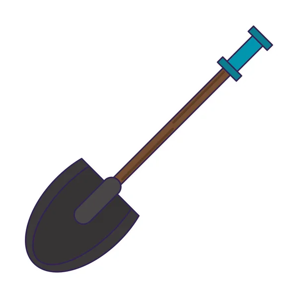 Shovel construction tool isolated blue lines — Stock Vector