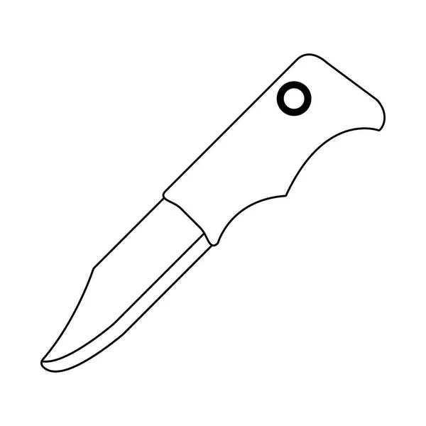 Équipement couteau de camping noir et blanc — Image vectorielle