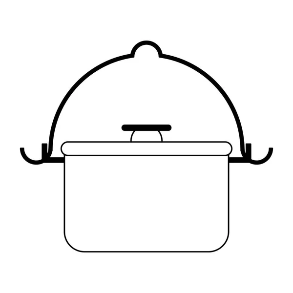 Utensílio de panela de cozinha símbolo preto e branco — Vetor de Stock