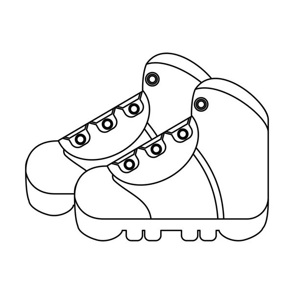 Обувь для кемпинга черно-белая — стоковый вектор