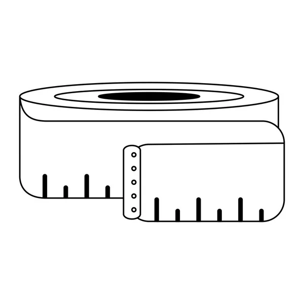 Body measurement tape symbol black and white — Stock Vector