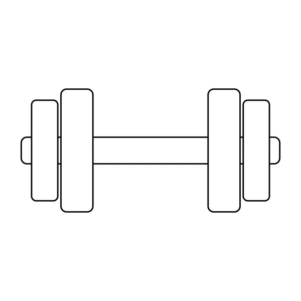 Dumbbell gym equipment symbol black and white — Stock Vector