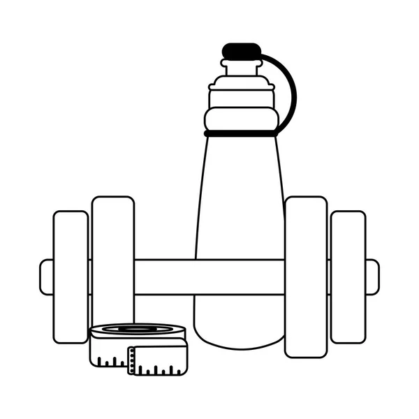 Fitness e equipamentos de ginástica preto e branco — Vetor de Stock