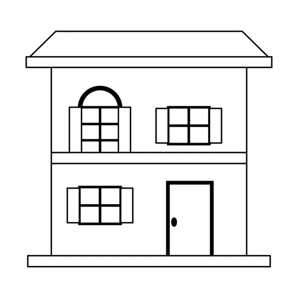 Maison immobilier noir et blanc — Image vectorielle