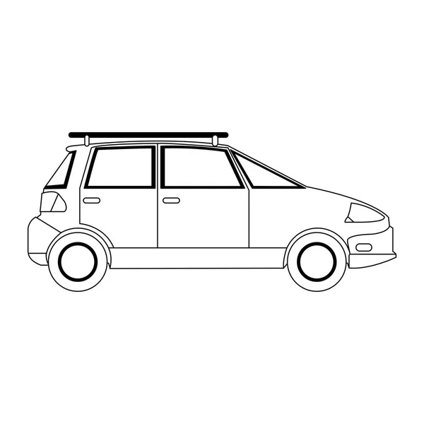 Vertraute Auto Fahrzeug Seitenansicht schwarz-weiß — Stockvektor