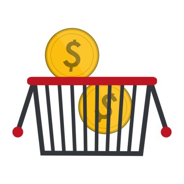 madeni para ile alışveriş sepeti