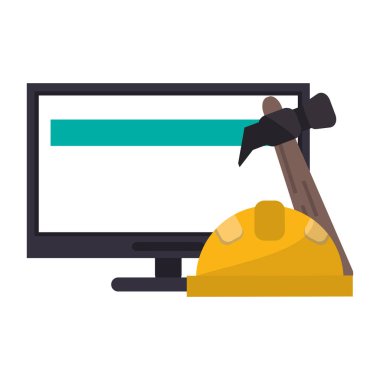 bilgisayar inşaat şapka ve çekiç