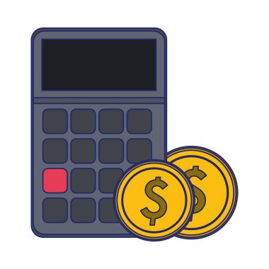 hesap makinesi ile sikke simge mavi çizgiler