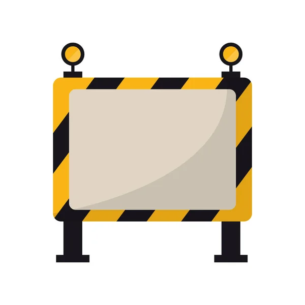 Construction barrier sign with lights — Stock Vector