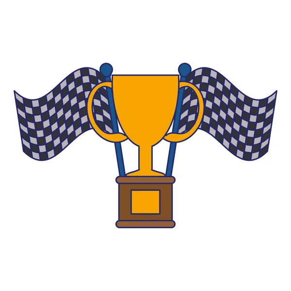 Кубок чемпионов и флаги синие линии — стоковый вектор