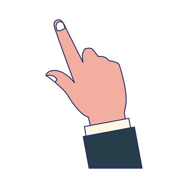 Επιχειρηματίας χέρι δείχνοντας σύμβολο μπλε γραμμές — Διανυσματικό Αρχείο