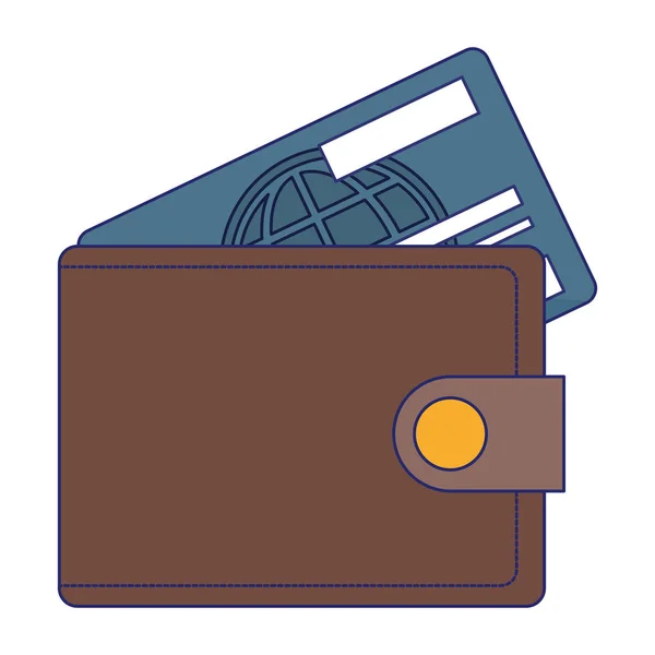 Plånbok med kreditkort symbol blå linjer — Stock vektor