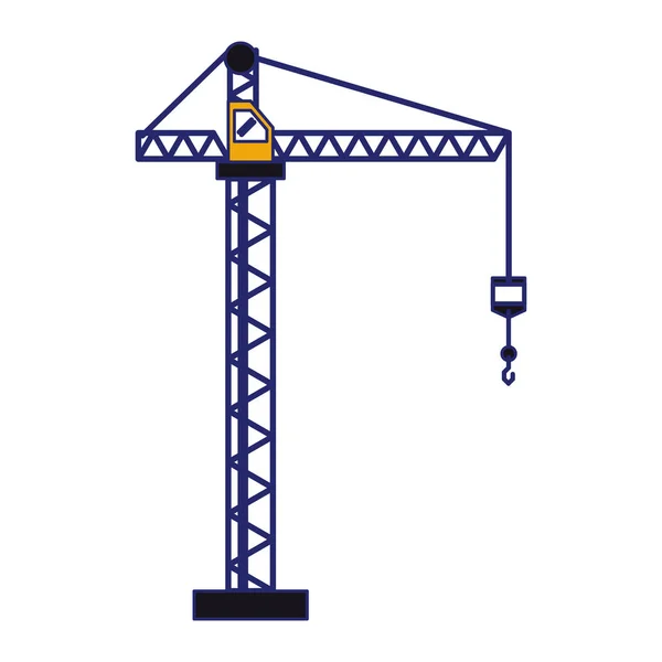 Grue de construction avec crochet tour lignes bleues — Image vectorielle