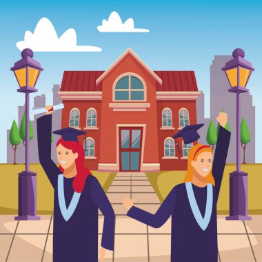 Kampüs mezuniyet kutlaması kızlar