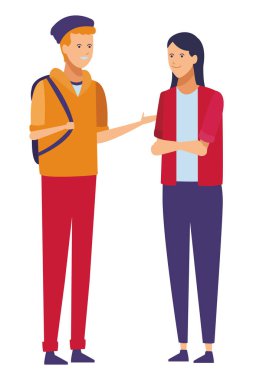 casual outfit couple talk clipart