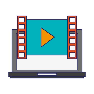 video oynatıcı sembolü ile dizüstü bilgisayar